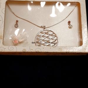 Australian crystal necklace and pierced earring set New in box.